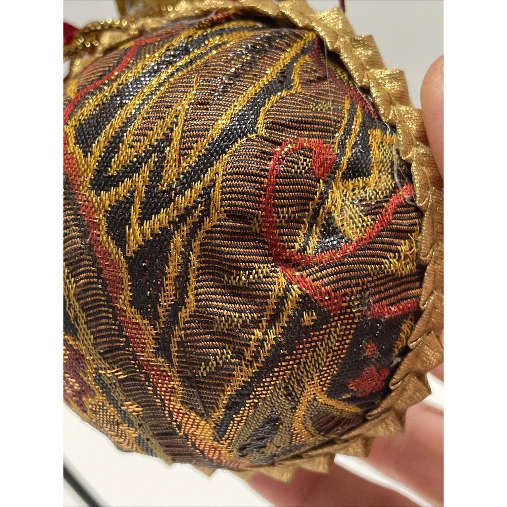 Vintage Gold Floral Red‎ Black Christmas Ornament Abstract Handmade Bows Read